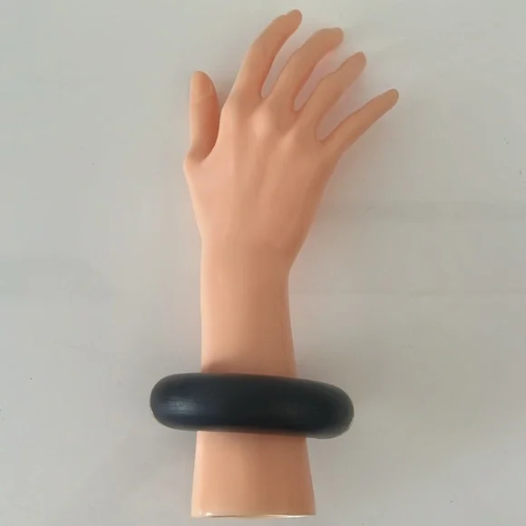 ALEXIS BITTAR Large Molten Lucite Hinge Bracelet, Black/Gold